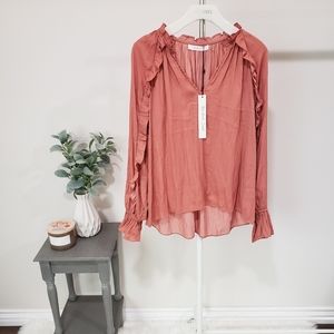 Mustard Seed Lady Marmalade top in terracotta/rust/peach color size S NWT